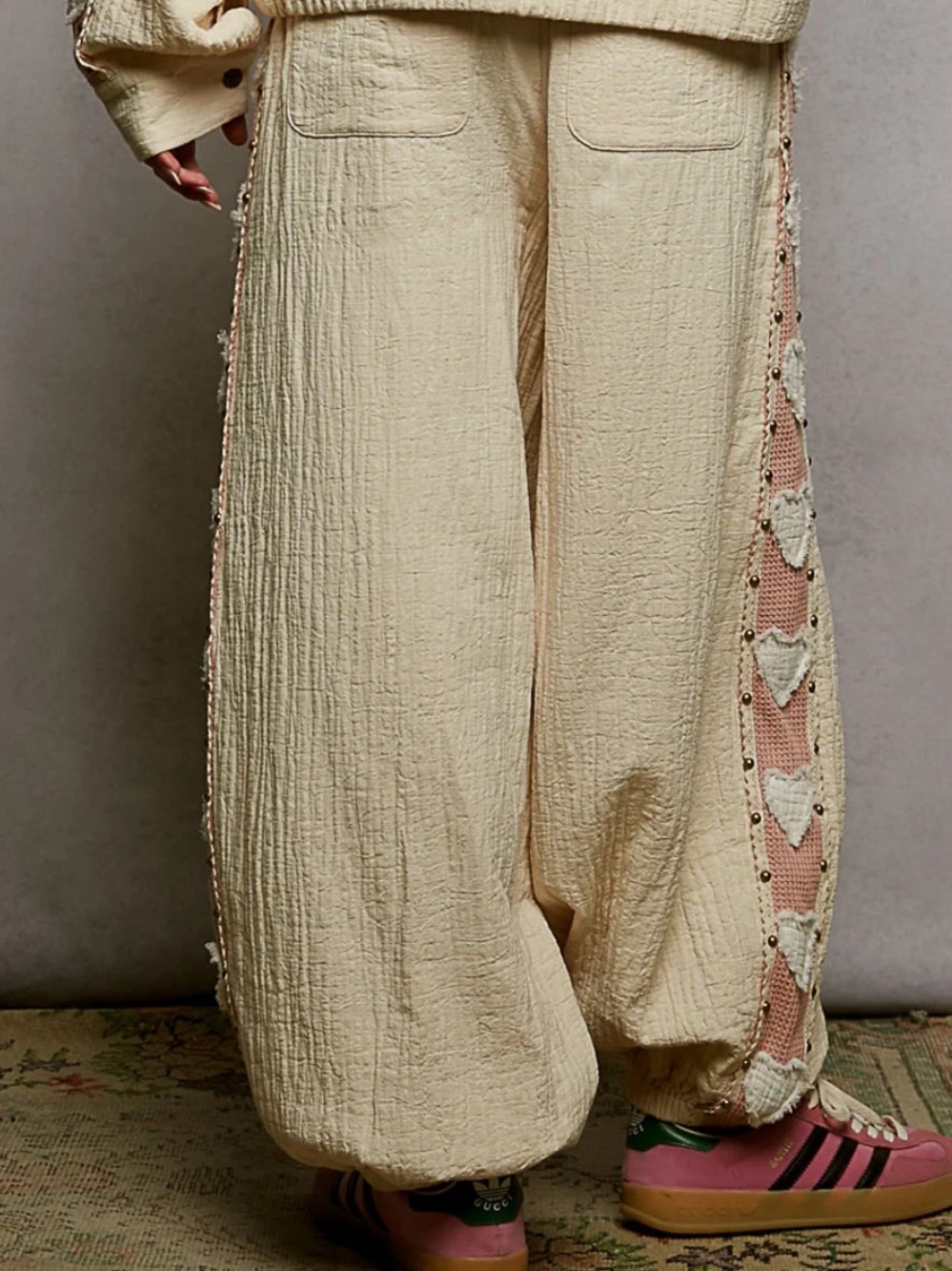 POL Cream Boho Patchwork Jogger Pants - Picture 3 of 6